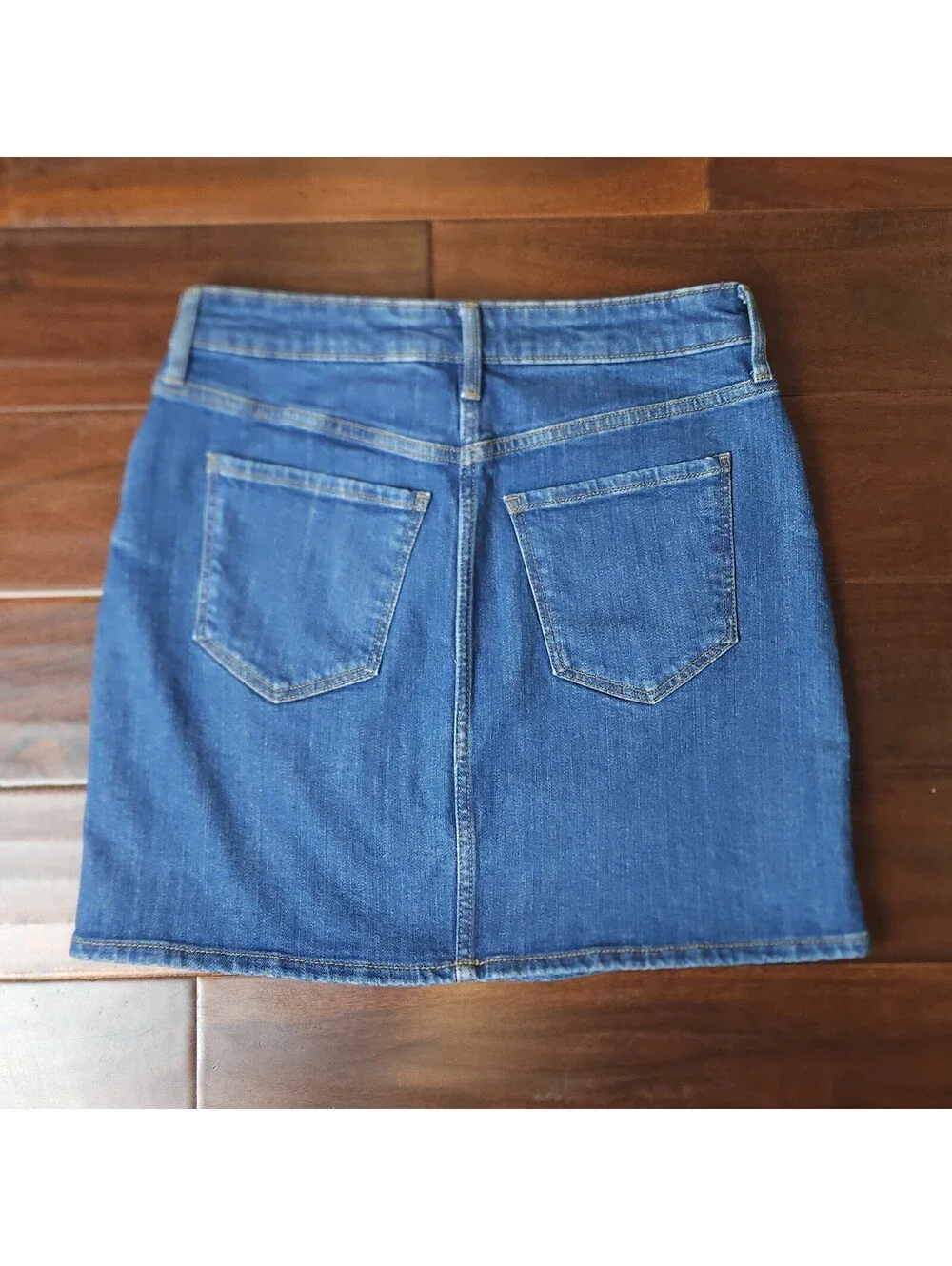 Old Navy  Distressed Straight Denim Skirt Women Size 4 Medium Wash Blue Classic